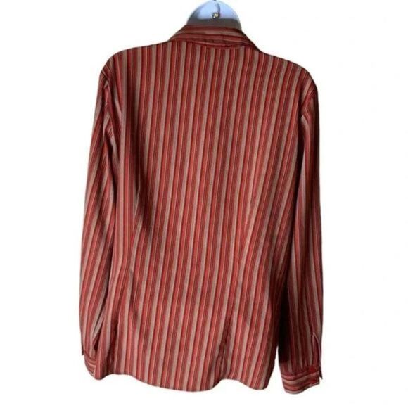 Notations Blouse Womens Size Large Stripe Stretch Long Sleeve Career Wear Top - Picture 4 of 5